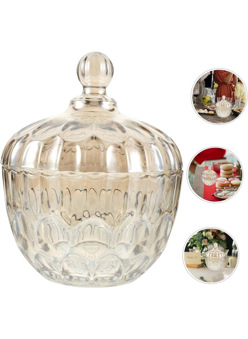 Multicolor Crystal Candy Dish with Lid, Glass Candy Jar Used for Candies/Cookies/Sweets  Food Storage and Organization  - Image 1