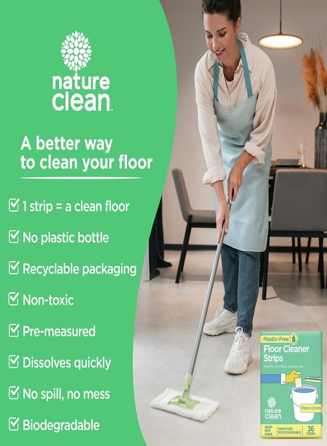 Nature Clean All Natural Wood Floor Cleaner for Mopping 36 Strips, Non-Toxic & Plastic-Free Packaging, Use On Hardwood Laminate Ceramic Tile Linoleum Vinyl Bamboo. Eco-Friendly - Image 2