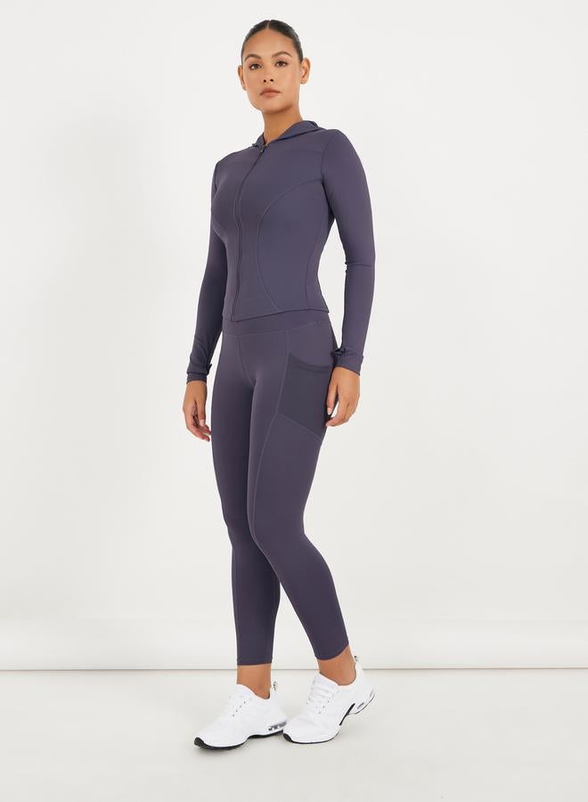 Styli Contour Seam Thumbhole Detail Zip Up Jacket  - Image 2
