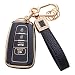 CACARLIKE for Toyota Key Fob Cover with Leather Lanyard Car Key Fob Case Compatible with 20182022 Camry RAV4 Highlander Avalon CHR Prius Corolla GT86 Smart Key Protector Holder - Image 2