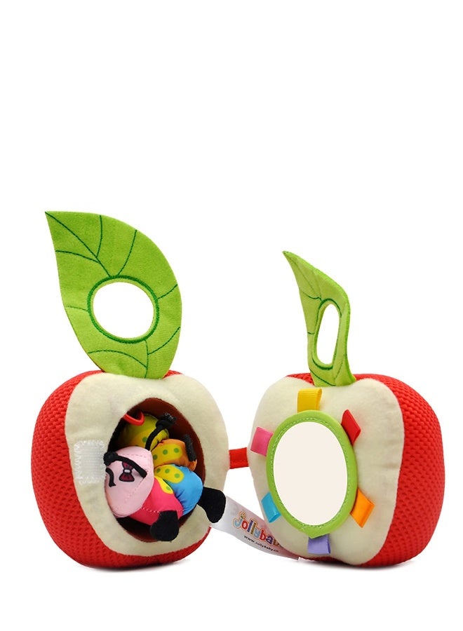 Baby Plush Fruit Doll Toys, Baby Education Toys Caterpillars Eat Fruit Avocado Toys Bed Hanging Baby's Comfort Toy Ringing Bed Bell For Gift for Infant boy & Girl 3 Months+(Apple)  - Image 1