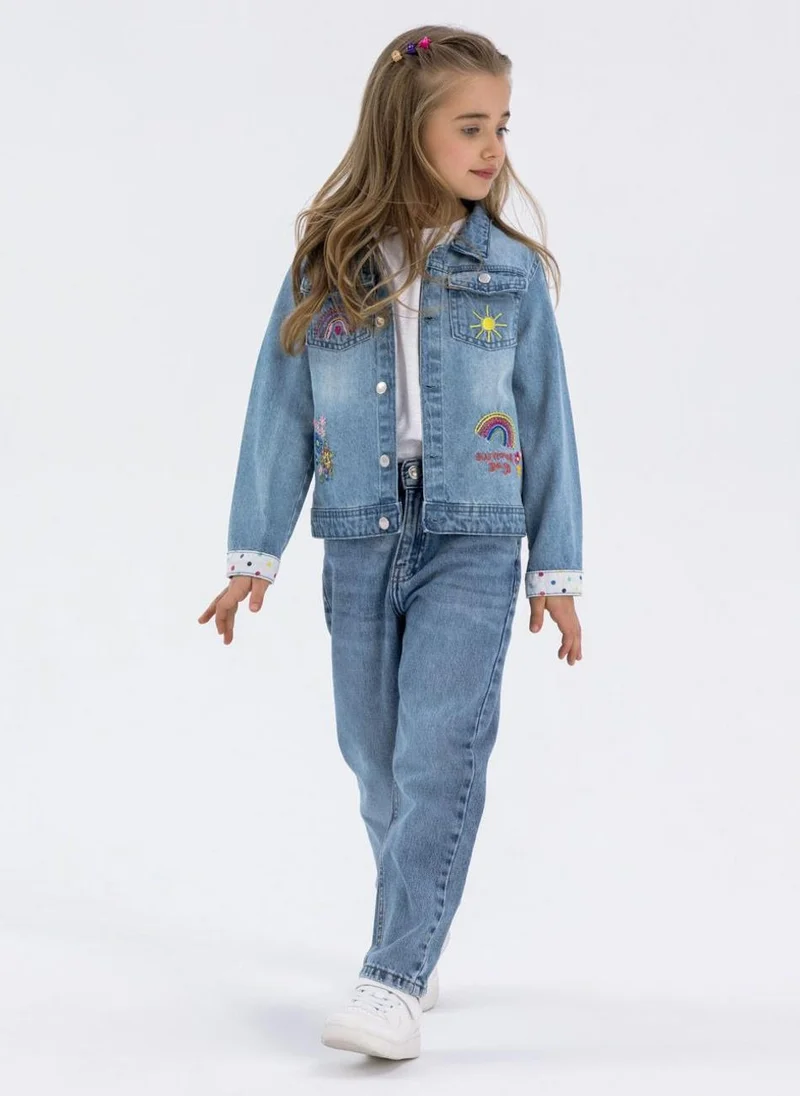 MINOTI Infant Girls Classic Denim Jacket with Button Closure