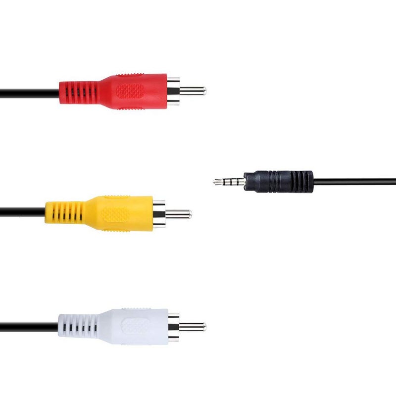 كابل تحويل AUX من محور ذكري 3.5 مم إلى محاور RCA ثلاثية للصوت والفيديو، مناسب لتوصيل كاميرات الفيديو أو أجهزة DVD بأجهزة التلفاز أو أجهزة VCR لتشغيل الفيديو والصوت بتقنية الستيريو. يحتوي على موصلات RCA قياسية من نوع “R-AUDIO-L, VIDEO” (أحمر-أبيض-أصفر). متوافق مع معظم كاميرات الفيديو الرقمية وأجهزة التصوير الرقمية التي تستخدم محورًا واحدًا بقياس 3.5 مم لتصدير الصوت والفيديو. المواصفات: الطول: 5 أقدام. - Image 3