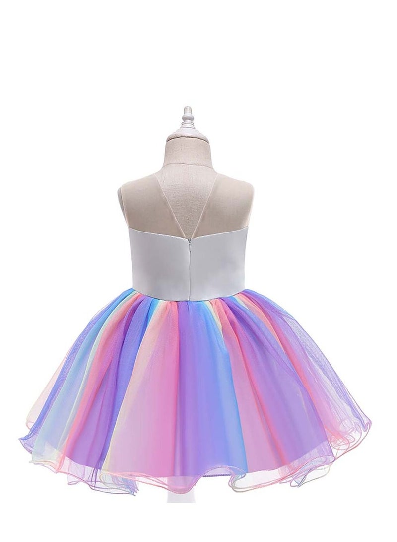 Loquat Sequined colorful Unicorn Girl Princess Dress  - Image 2