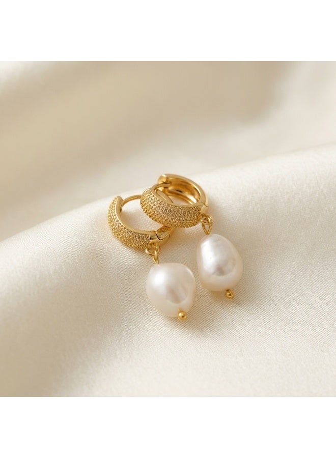 Minorisa Freshwater Pearl High Quality Gold Plated Earring - Image 1