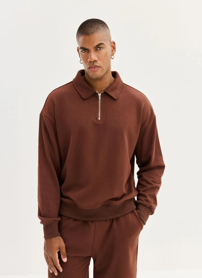 رولو Men's Polo Long Sleeve - Brown