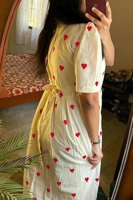 KBNBJ Women's Cotton Regular Fit Anarkali Red Heart Kurta (In, Alpha, M, Regular, Red Heart) - Image 3