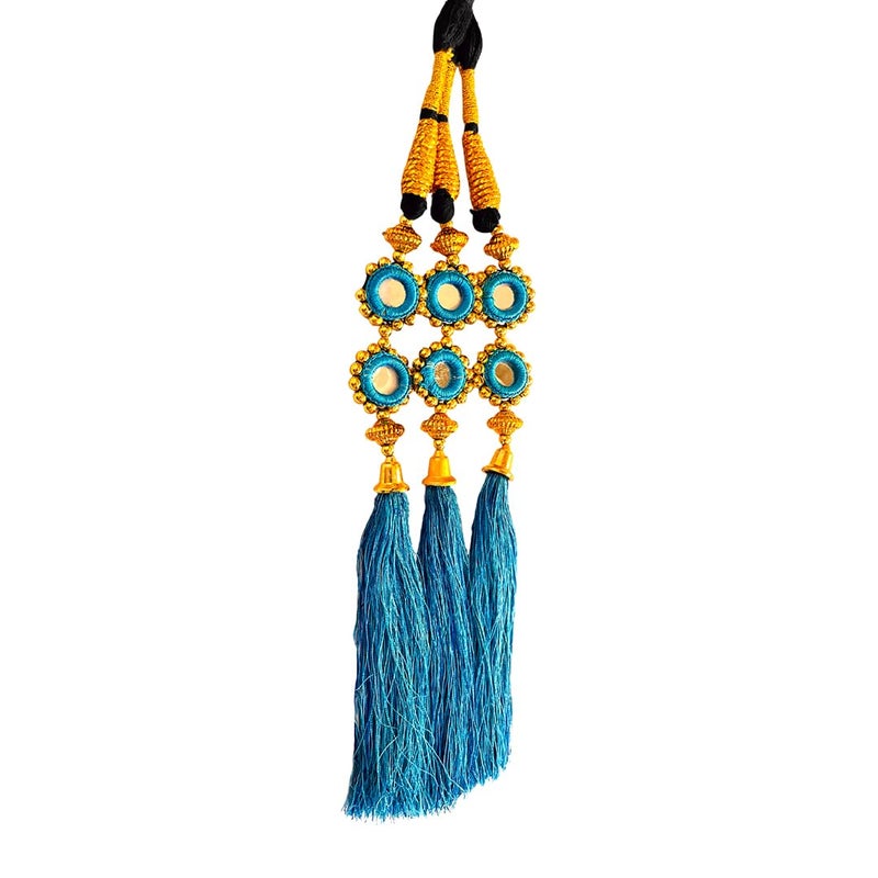 AHS Traditional Punjabi Parandi with Tassels 30 Inches Choti Hair Accessory for Girls and Women Sky Blue Parandi Hair Extension - Image 2