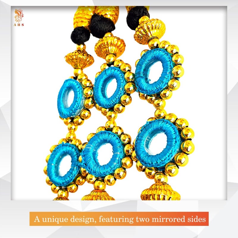 AHS Traditional Punjabi Parandi with Tassels 30 Inches Choti Hair Accessory for Girls and Women Sky Blue Parandi Hair Extension - Image 3