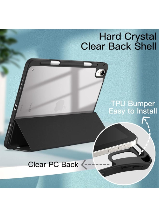 Case for iPad Air 11-Inch M2 (2024) / iPad Air 5 / 4 (2022 / 2020, 10.9-Inch) – Clear Shockproof Back Cover with Built-in Pencil Holder, Auto Sleep & Wake, Protective Tablet Case, Black - Image 2