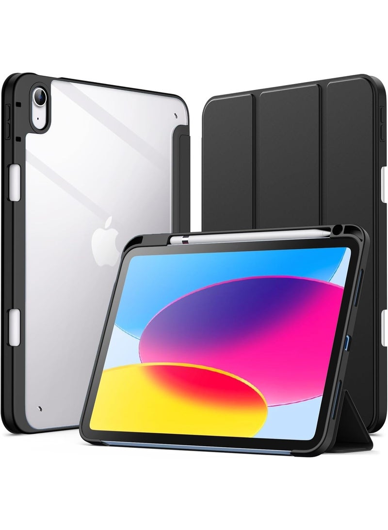 Case for iPad Air 11-Inch M2 (2024) / iPad Air 5 / 4 (2022 / 2020, 10.9-Inch) – Clear Shockproof Back Cover with Built-in Pencil Holder, Auto Sleep & Wake, Protective Tablet Case, Black - Image 1