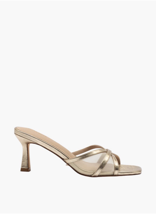 Flora Bella By Shoexpress Solid Cross Strap Slip-On Sandals with Flared Heels  - Image 3