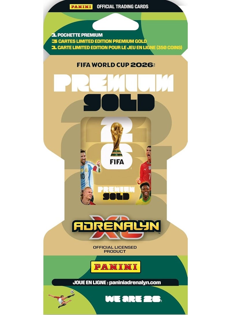 Panini FIFA World Cup 2026 Trading Cards Game Blister Premium Gold (1 Premium Case + 4 Exclusive Limited Cards) - Image 1