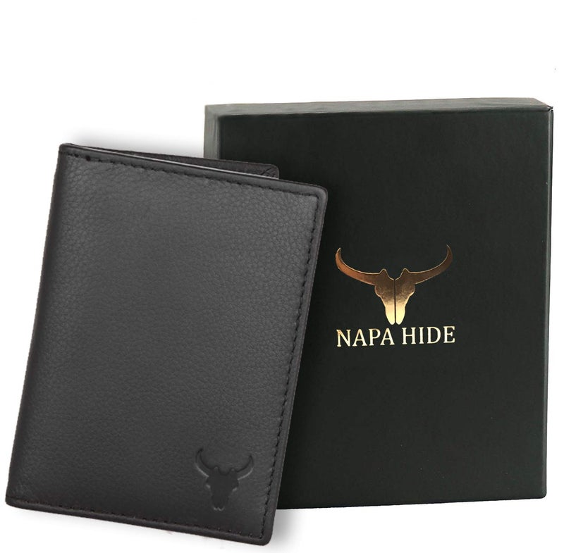 NAPA HIDE Leather Wallet for Men I Handcrafted I Credit/Debit Card Slots I 2 Currency Compartments I 2 Secret Compartments (Black Crd) - Image 2