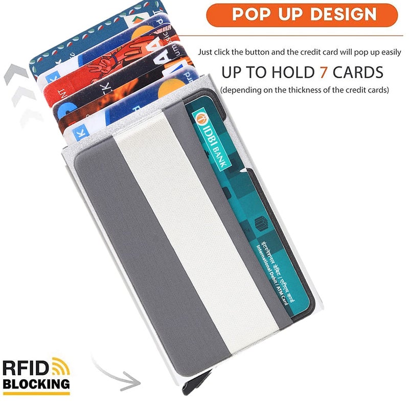 Stealodeal Metal RFID Blocking Pop Up Credit Or Debit Card Holder Case for Men & Women (Advance-Silver) - Image 3
