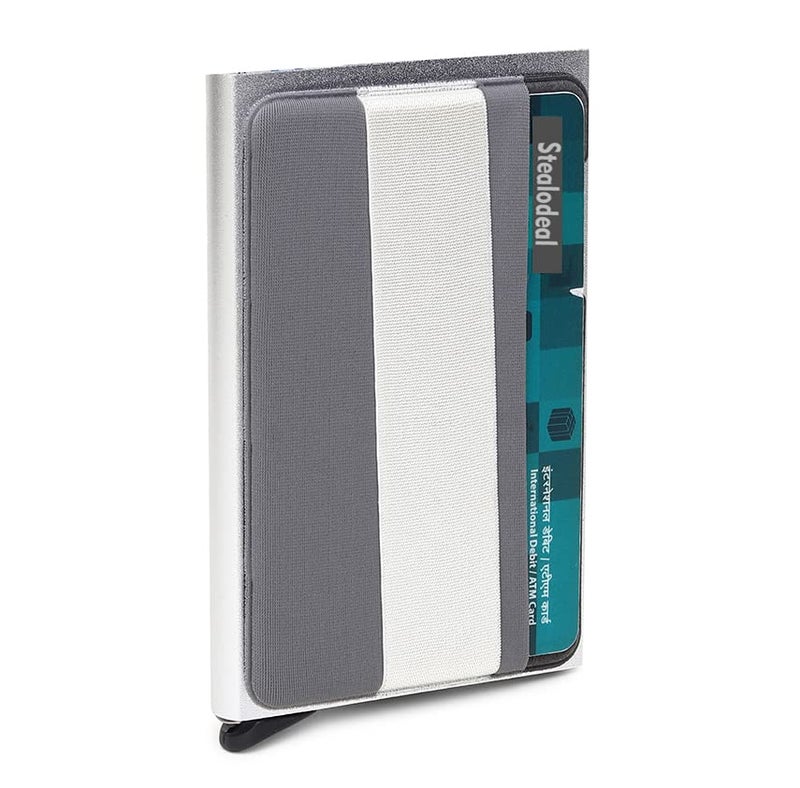 Stealodeal Metal RFID Blocking Pop Up Credit Or Debit Card Holder Case for Men & Women (Advance-Silver) - Image 1