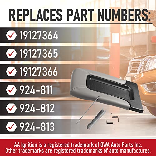 AA Ignition Center Console Lid Replacement Kit Gray - Replaces 924-811, 19127364, 19127365, 19127366 - Compatible with Chevy, GMC and Cadillac Vehicles - Silverado, Avalanche, Tahoe, Sierra - Armrest Hinge Latch - Image 3