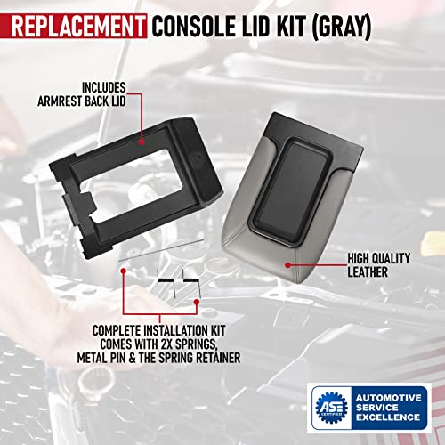 AA Ignition Center Console Lid Replacement Kit Gray - Replaces 924-811, 19127364, 19127365, 19127366 - Compatible with Chevy, GMC and Cadillac Vehicles - Silverado, Avalanche, Tahoe, Sierra - Armrest Hinge Latch - Image 4
