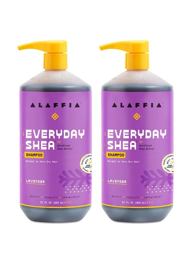 Alaffia EveryDay Shea Shampoo, Gentle Cleansing Shampoo for Normal to Dry Hair, Made with Fair Trade Unrefined Shea Butter, No Parabens or Phthalates, Lavender, 2 pack - 32 Fl Oz Ea  - Image 1