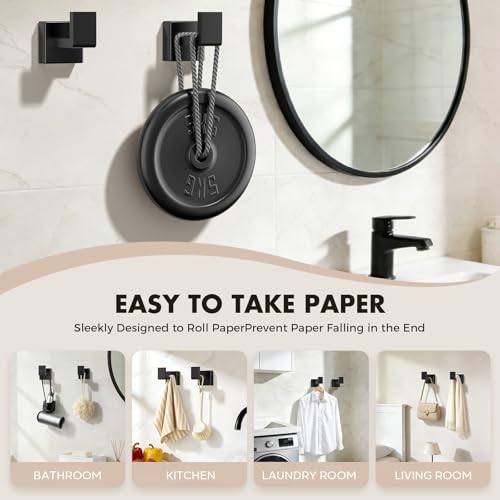 PAHSFS Bathroom Accessories Towel Bar Set: 20 Pieces Matte Black Bathroom Hardware Square SUS304 Stainless Steel - Wall Mounted Towel Rack&Toilet Paper Holder&Towel Ring and Towel Hook - Image 5