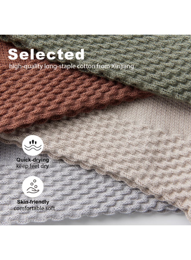 infino Men's Mid-Calf Socks 5-Pack - Breathable, Antibacterial, Moisture-Wicking Cotton Socks with Massage Sole for Sports, Casual, Business Wear - White, Light Gray, Army Green, Dark Gray, Black - Image 3