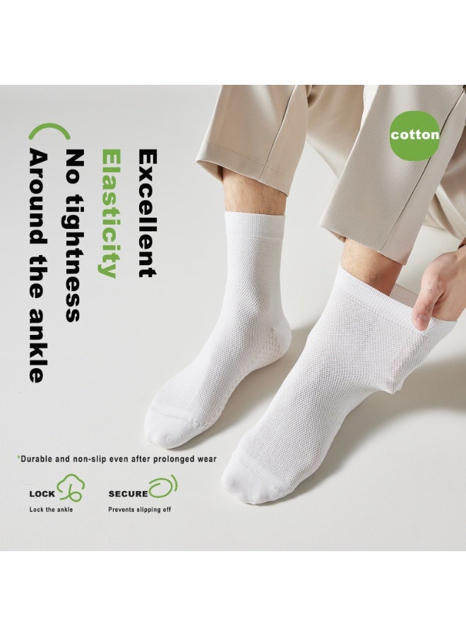 infino Men's Mid-Calf Socks 5-Pack - Breathable, Antibacterial, Moisture-Wicking Cotton Socks with Massage Sole for Sports, Casual, Business Wear - White, Light Gray, Army Green, Dark Gray, Black - Image 2