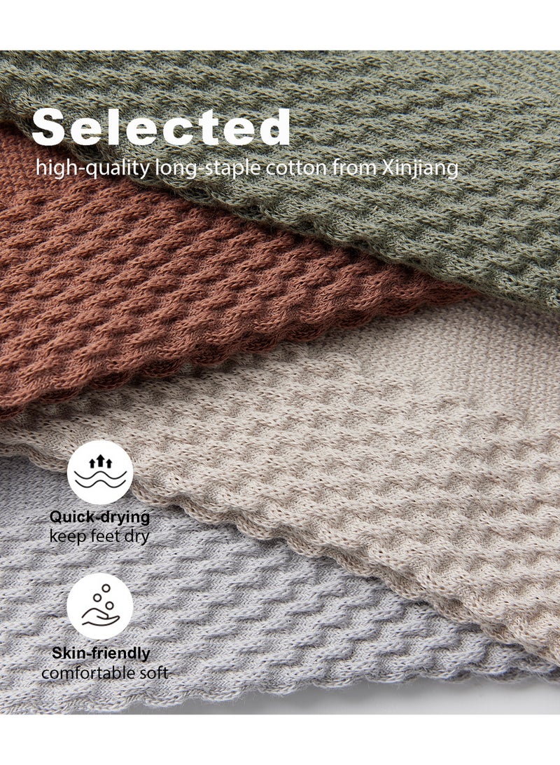 infino جوارب رجالية منتصف الساق 5 أزواج - جوارب قطنية مريحة تسمح بمرور الهواء، مضادة للبكتيريا، وطاردة للرطوبة مع نعل تدليك للرياضة والاستخدام اليومي والعمل - ألوان: أبيض، رمادي فاتح، أخضر عسكري، رمادي غامق، أسود - Image 3