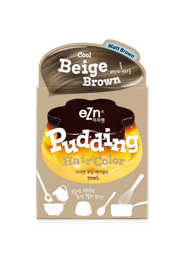 إي زي إن صبغة شعر eZn Pudding خالية من الأمونيا، صبغة شعر شبه دائمة، مجموعة DIY تتضمن الكيراتين، صنع في كوريا، تجميل (بني بيج رائع) - Image 1