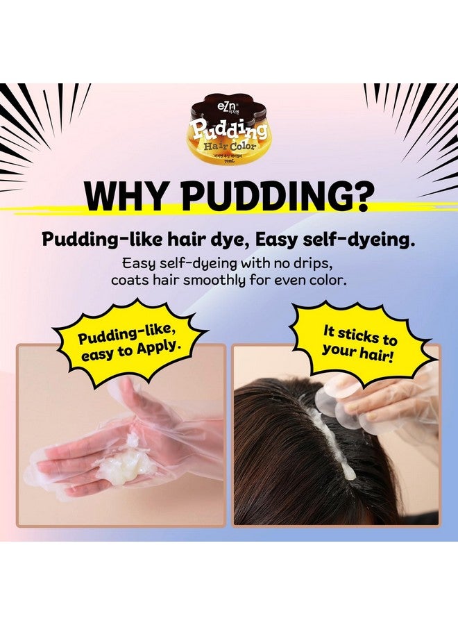 إي زي إن صبغة شعر eZn Pudding خالية من الأمونيا، صبغة شعر شبه دائمة، مجموعة DIY تتضمن الكيراتين، صنع في كوريا، تجميل (بني بيج رائع) - Image 2