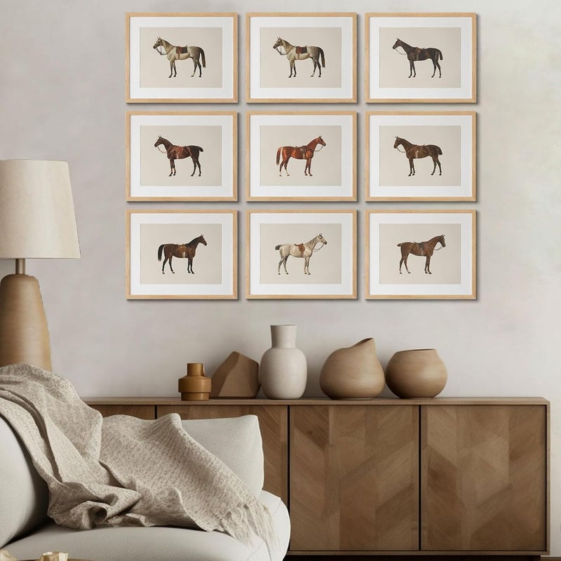 LOARTVE 9Pcs Vintage Horse Canvas Wall Art Posters,Farmhouse Horse Art Prints Rustic Gallery Wall Decor Pictures for Living Room Office Bedroom Decoration, Unframed - Image 2