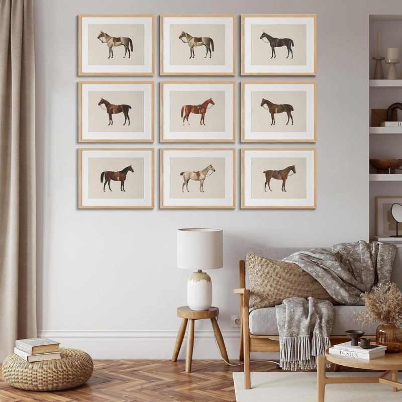 LOARTVE 9Pcs Vintage Horse Canvas Wall Art Posters,Farmhouse Horse Art Prints Rustic Gallery Wall Decor Pictures for Living Room Office Bedroom Decoration, Unframed - Image 4
