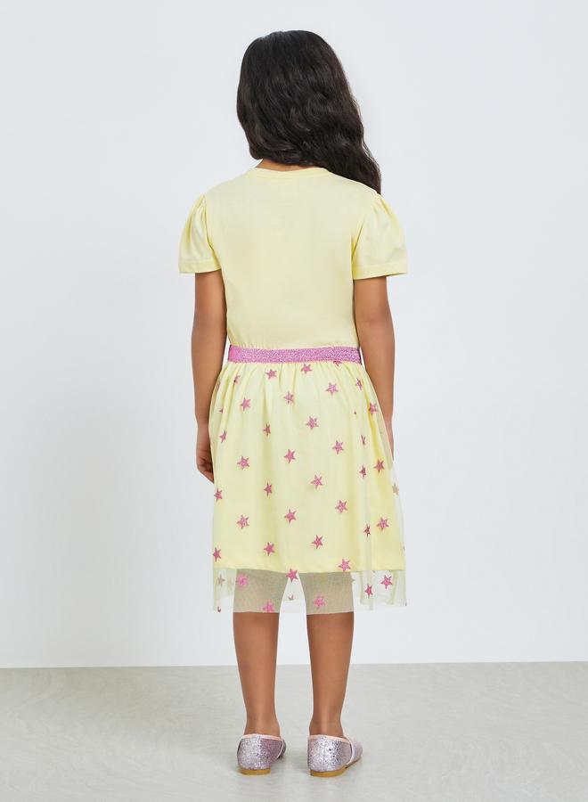 Styli Girls Yellow Cinderella Print Dress - Image 3