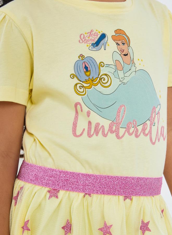 Styli Girls Yellow Cinderella Print Dress - Image 4