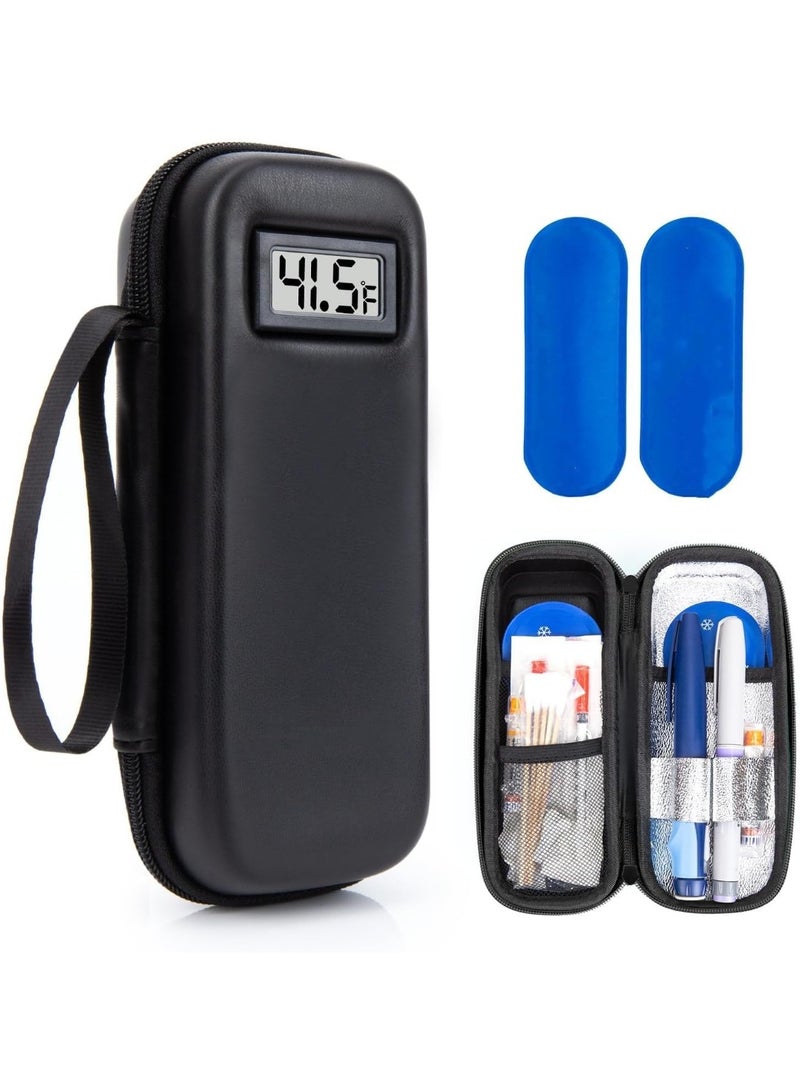 SYOSI Insulin Cooler Travel Case with Temperature Display - Diabetic Travel Case Refrigerated Medicine Cooler Travel Case with 2 TSA Approved Ice Pack for Trip and Daily - Image 1