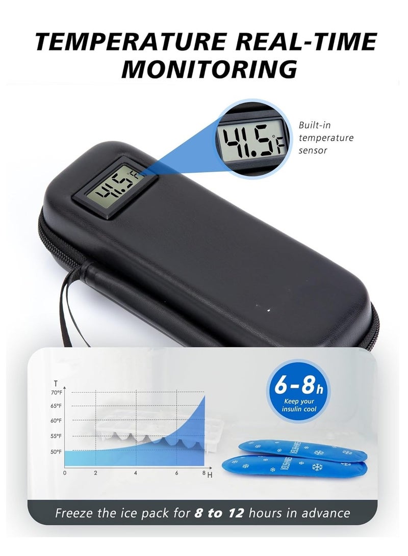 SYOSI Insulin Cooler Travel Case with Temperature Display - Diabetic Travel Case Refrigerated Medicine Cooler Travel Case with 2 TSA Approved Ice Pack for Trip and Daily - Image 3