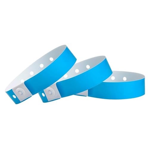 Wristco 500 WristCo Neon Blue Plastic Wristbands for Events – Extended Wear, Secure Snap Prevents Reuse – Premium-Grade Bracelets for Hospital & Medical ID, Party & VIP Identification - Image 1