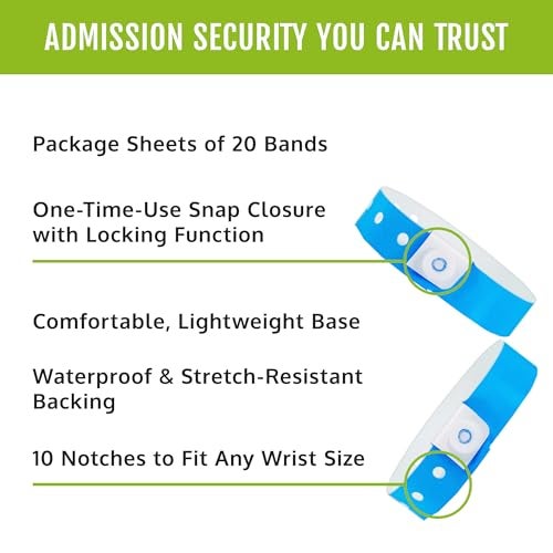 Wristco 500 WristCo Neon Blue Plastic Wristbands for Events – Extended Wear, Secure Snap Prevents Reuse – Premium-Grade Bracelets for Hospital & Medical ID, Party & VIP Identification - Image 2