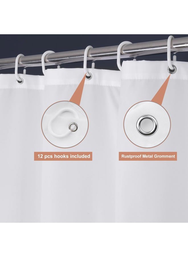 UFRIDAY (72Wx75L, White) - Ufriday Solid Fabric Shower Curtain Polyester Liner Water, Soap and Mildew Resistant with Rust Proof Metal Grommets, Elegant White Bath Curtain Liner for all Ages, Home/ Hotel, 180c - Image 3