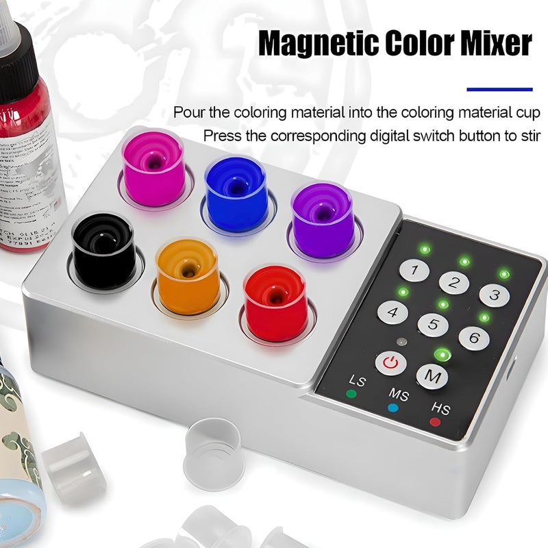 Tattoo Ink Mixer, Electric Ink Mixer Set, 2500mah Magnetic Pigment Stirrer, ?3-Speed Adjustable, for Tattoo Artists (Black) - Image 4