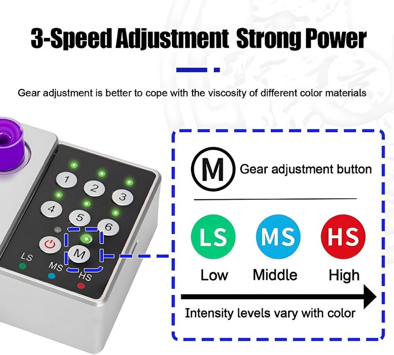Tattoo Ink Mixer, Electric Ink Mixer Set, 2500mah Magnetic Pigment Stirrer, ?3-Speed Adjustable, for Tattoo Artists (Black) - Image 5