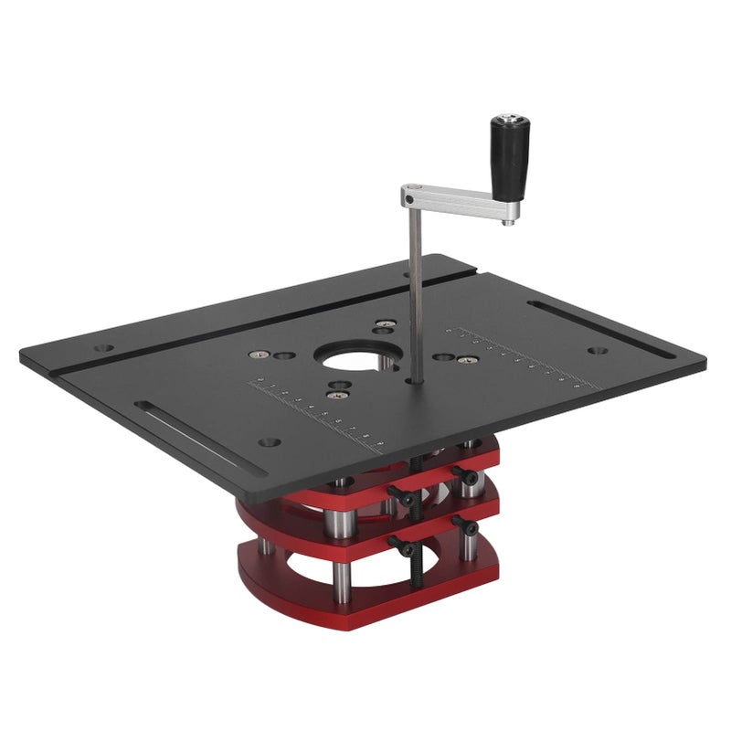 Mrisata Router Table Lifting Table DIY Router Manual Lifting Router System Kit Router Table Saw Insert Base Plate for Woodworking Slotting Small Trimming Machine (Black) - Image 1
