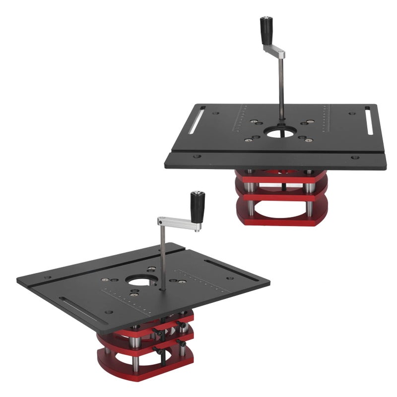 Mrisata Router Table Lifting Table DIY Router Manual Lifting Router System Kit Router Table Saw Insert Base Plate for Woodworking Slotting Small Trimming Machine (Black) - Image 3