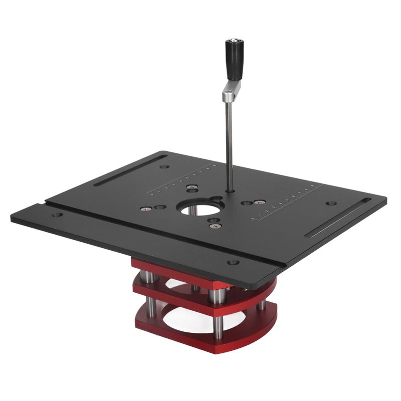 Mrisata Router Table Lifting Table DIY Router Manual Lifting Router System Kit Router Table Saw Insert Base Plate for Woodworking Slotting Small Trimming Machine (Black) - Image 5
