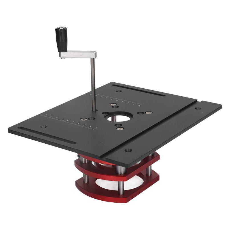 Mrisata Router Table Lifting Table DIY Router Manual Lifting Router System Kit Router Table Saw Insert Base Plate for Woodworking Slotting Small Trimming Machine (Black) - Image 2