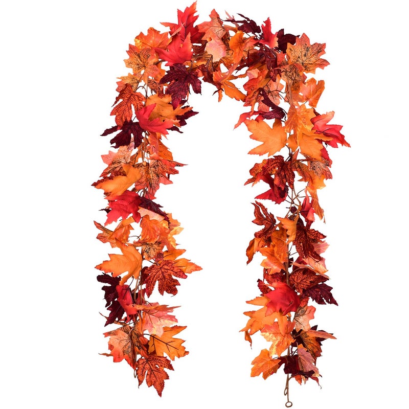 DearHouse 2 Pack Fall Garland Maple Leaf 59FtPiece Hanging Vine Garland Artificial Autumn Foliage Garland Thanksgiving Decor for Home Wedding Fireplace Party Christmas Red