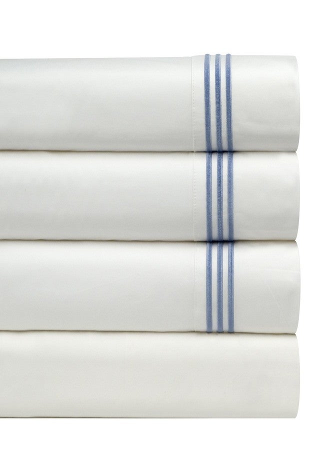 بوينت هافن غطاء وسادة مطرز من القطن المصري من بوينتهافن، عدد الخيوط 300 (أزرق، قياسي) - Image 2