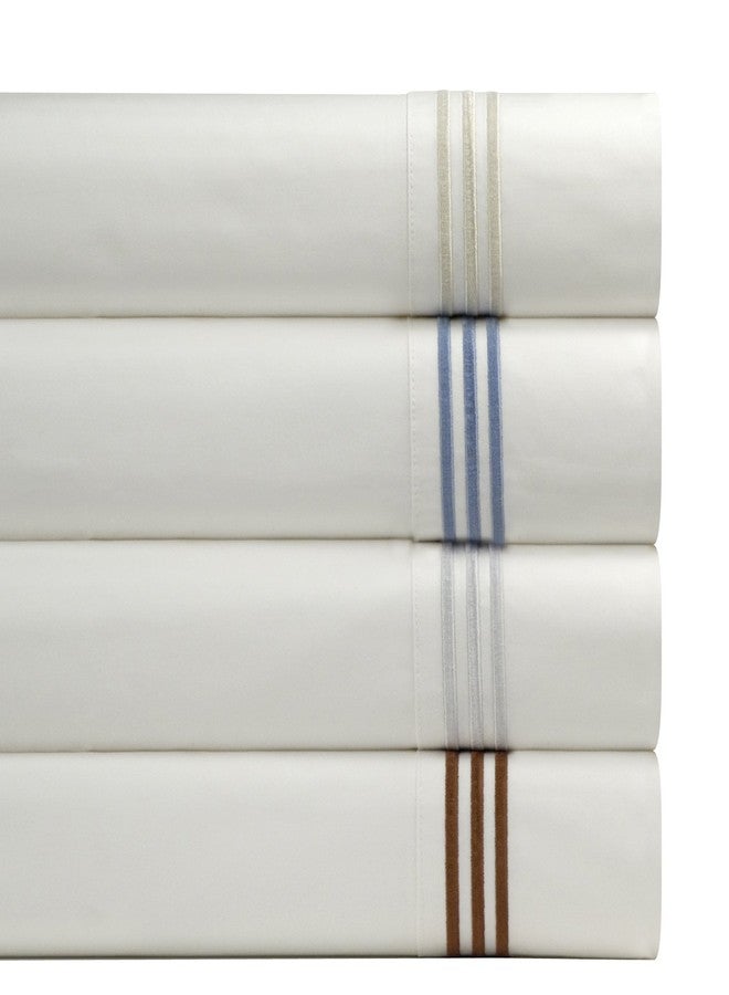 بوينت هافن غطاء وسادة مطرز من القطن المصري من بوينتهافن، عدد الخيوط 300 (أزرق، قياسي) - Image 4