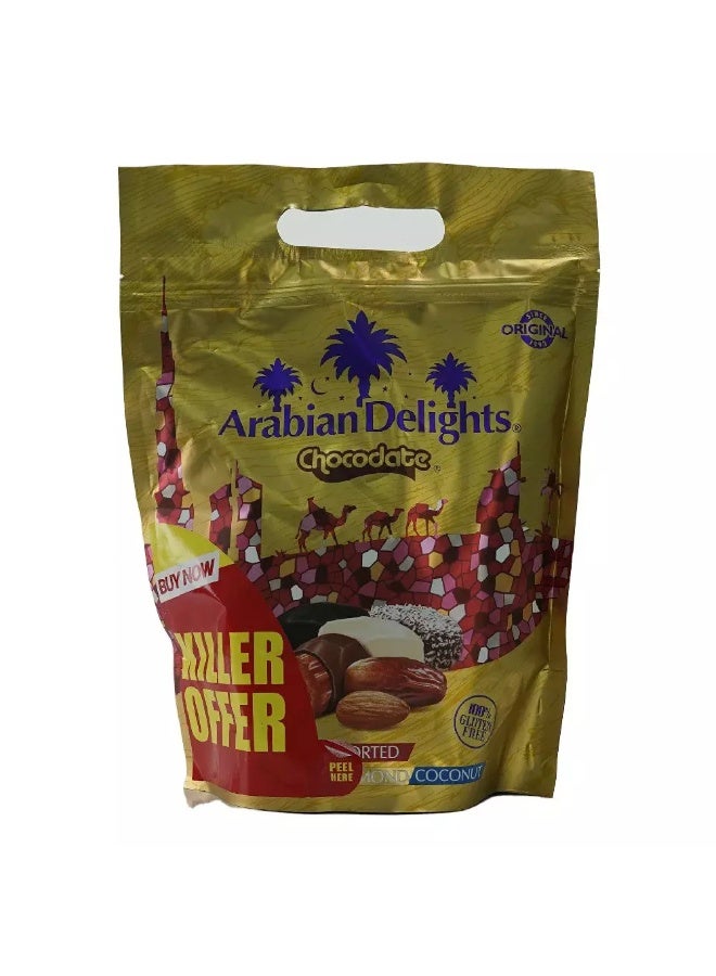 Chocodate حلويات عربية شوكوديت، لوز محمص ذهبي ومغطى بالشوكولاتة، شوكولاتة متنوعة - 460 جرام - Image 1