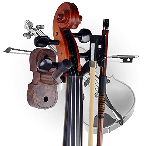 KingPoint Violin Viola Wall Mount Hanger, Hook,Rose Wood holder,hooks,with Bow Hook,Home & Studio Wall Mount Violin Hangers - Image 5
