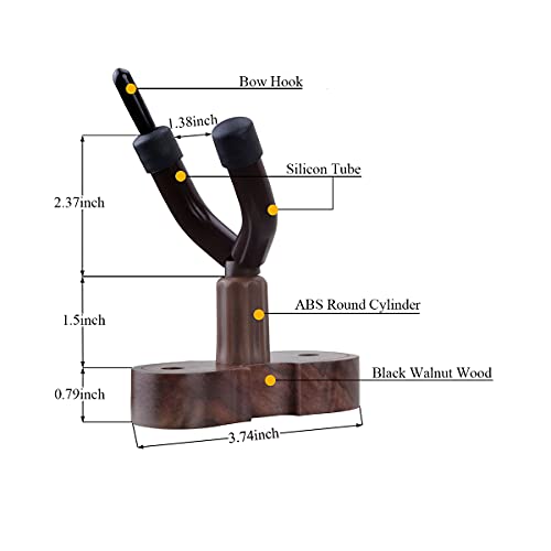 KingPoint Violin Viola Wall Mount Hanger, Hook,Rose Wood holder,hooks,with Bow Hook,Home & Studio Wall Mount Violin Hangers - Image 3